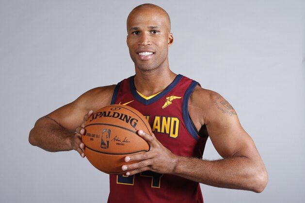Cleveland Cavaliers' Richard Jefferson poses for a portrait during the NBA basketball team media day, Monday, Sept. 25, 2017, in Independence, Ohio. (AP Photo/Ron Schwane)