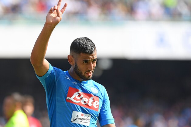 NAPLES, ITALY - OCTOBER 01: Faouzi Ghoulam of SSC Napoli in action during the Serie A match between SSC Napoli and Cagliari Calcio at Stadio San Paolo on October 1, 2017 in Naples, Italy.  (Photo by Francesco Pecoraro/Getty Images)