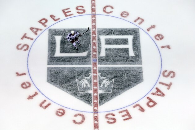 LOS ANGELES, CA - JUNE 04:  Chris Kreider #20 of the New York Rangers skates over the center ice logo against the Los Angeles Kings during Game One of the 2014 NHL Stanley Cup Final at the Staples Center on June 4, 2014 in Los Angeles, California.  (Photo by Victor Decolongon/Getty Images)