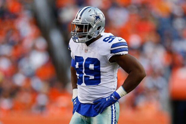 DENVER, CO - SEPTEMBER 17:  Defensive end Charles Tapper #99 of the Dallas Cowboys looks on against the Dallas Cowboys at Sports Authority Field at Mile High on September 17, 2017 in Denver, Colorado. (Photo by Justin Edmonds/Getty Images)