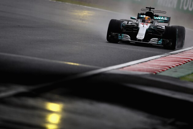 SUZUKA, JAPAN - OCTOBER 06:  Lewis Hamilton of Great Britain driving the (44) Mercedes AMG Petronas F1 Team Mercedes F1 WO8 on track during practice for the Formula One Grand Prix of Japan at Suzuka Circuit on October 6, 2017 in Suzuka.  (Photo by Clive Mason/Getty Images)