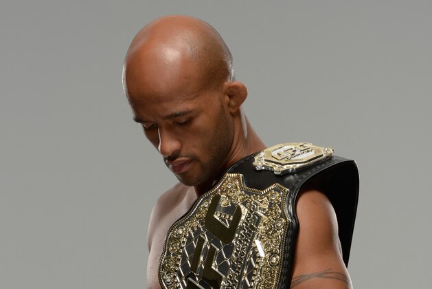 VANCOUVER, BC - JUNE 11:  Demetrious 'Mighty Mouse' Johnson poses for a portrait during a UFC photo session on June 11, 2014 in Vancouver, British Columbia, Canada. (Photo by Jeff Bottari/Zuffa LLC/Zuffa LLC via Getty Images)