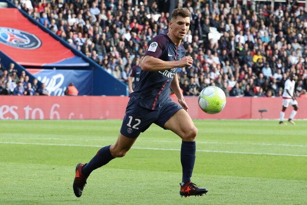 PARIS, FRANCE - SEPTEMBER 30: Thomas Meunier of Paris Saint-Germain in action during the Ligue 1 match between Paris Saint-Germain (PSG) and FC Girondins de Bordeaux at Parc des Princes on September 30, 2017 in Paris. (Photo by Xavier Laine/Getty Images ) PARIS, FRANCE - SEPTEMBER 30: Thomas Meunier of Paris Saint-Germain in action during the Ligue 1 match between Paris Saint-Germain (PSG) and FC Girondins de Bordeaux at Parc des Princes on September 30, 2017 in Paris. (Photo by Xavier Laine/Getty Images )
