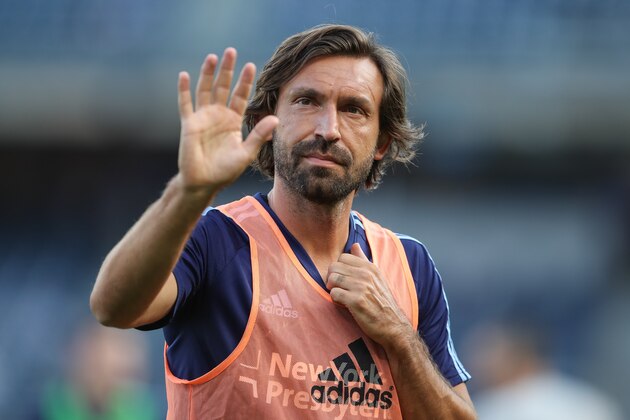 NEW YORK, NY - JULY 19: Andrea Pirlo of New York City waves to fans prior to the MLS fixture between Toronto FC and New York City FC at Yankee Stadium on July 19, 2017 in New York City. (Photo by Robbie Jay Barratt - AMA/Getty Images)
