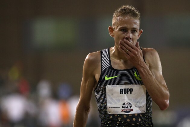 SACRAMENTO, CA - JUNE 22: Galen Rupp looks on after finishing in the Men's 10,000m Final during Day 1 of the 2017 USA Track & Field Outdoor Championships at Hornet Stadium on June 22, 2017 in Sacramento, California. (Photo by Patrick Smith/Getty Images)