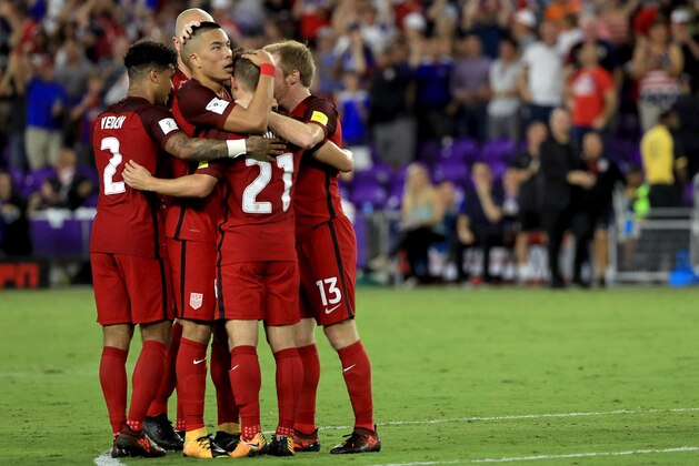 ORLANDO, FL - OCTOBER 06:  Paul Arriola #21 of United States celebrates a goal during the 2018 FIFA World Cup Qualifying match against Panama at Orlando City Stadium on October 6, 2017 in Orlando, Florida.  (Photo by Mike Ehrmann/Getty Images)