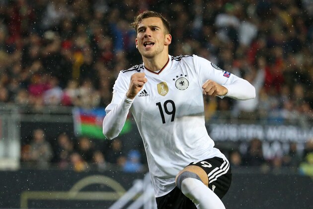 KAISERSLAUTERN, GERMANY - OCTOBER 8: Leon Goretzka of Germany celebrates his goal during the FIFA 2018 World Cup Qualifier between Germany and Azerbaijan at Fritz-Walter Stadium on October 8, 2017 in Kaiserslautern, Germany. (Photo by Jean Catuffe/Getty Images)