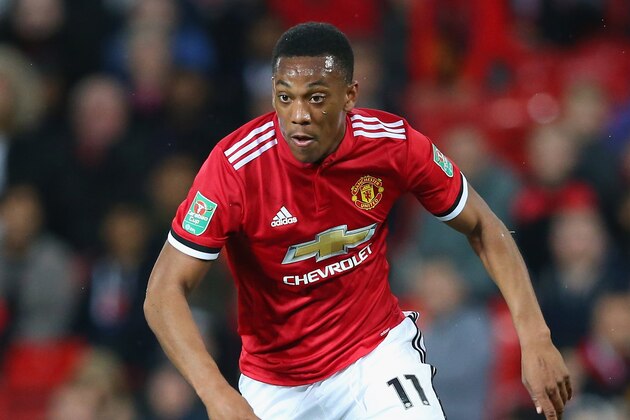 MANCHESTER, ENGLAND - SEPTEMBER 20:  Anthony Martial of Manchester United during the Carabao Cup Third Round match between Manchester United and Burton Albion at Old Trafford on September 20, 2017 in Manchester, England.  (Photo by Alex Livesey/Getty Images)