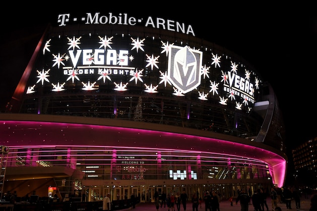 LAS VEGAS, NV - NOVEMBER 22:  The team name and logo for the Vegas Golden Knights are displayed on T-Mobile Arena's video mesh wall after being announced as the name for the Las Vegas NHL franchise at T-Mobile Arena on November 22, 2016 in Las Vegas, Nevada. The team will begin play in the 2017-18 season.  (Photo by Ethan Miller/Getty Images)