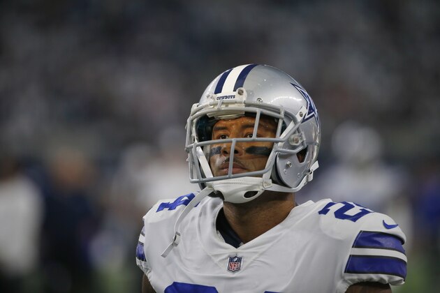 Dallas Cowboys defensive back Nolan Carroll (24) prior to an NFL football game against the New York Giants, Sunday, Sept. 10, 2017, in Arlington, Texas. (AP Photo/Ron Jenkins)