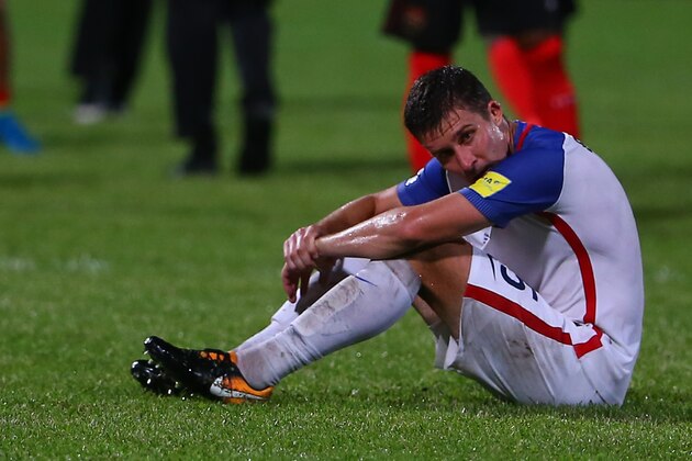 COUVA, TRINIDAD AND TOBAGO - OCTOBER 10:  Matt Besler of the United States mens national team reacts as the USA lose to Trinidad and Tobago 2-1 during the FIFA World Cup Qualifier match between Trinidad and Tobago at the Ato Boldon Stadium on October 10, 2017 in Couva, Trinidad And Tobago. (Photo by Ashley Allen/Getty Images)