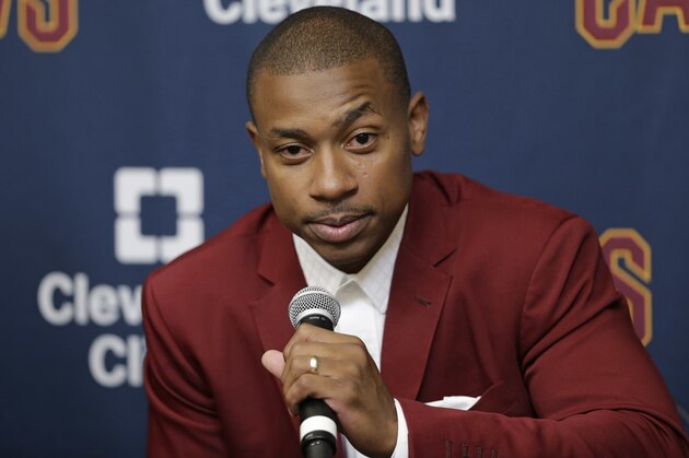 Cleveland Cavaliers' Isaiah Thomas answers questions during a news-conference at the teams practice facility, Thursday, Sept. 7, 2017, in Independence, Ohio. (AP Photo/Tony Dejak)