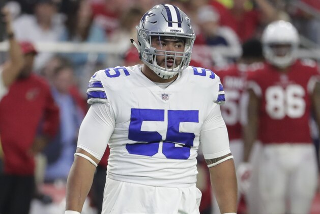 Dallas Cowboys defensive tackle Stephen Paea (55) during an NFL football game against the Arizona Cardinals, Monday, Sept. 25, 2017, in Glendale, Ariz. (AP Photo/Rick Scuteri)