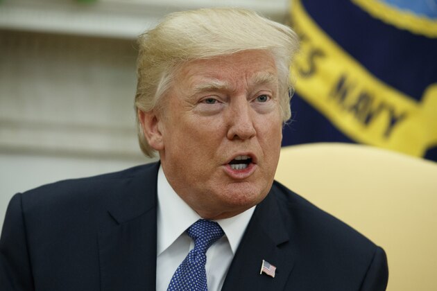 FILE - In this Tuesday, Oct. 10, 2017 file photo, President Donald Trump speaks during a meeting in the Oval Office of the White House, in Washington. If President Trump moves to scuttle the landmark 2015 nuclear deal with Iran, Israel's nationalist government can be expected to be the loudest, and perhaps only, major player to applaud. (AP Photo/Evan Vucci, File) FILE - In this Tuesday, Oct. 10, 2017 file photo, President Donald Trump speaks during a meeting in the Oval Office of the White House, in Washington. If President Trump moves to scuttle the landmark 2015 nuclear deal with Iran, Israel's nationalist government can be expected to be the loudest, and perhaps only, major player to applaud. (AP Photo/Evan Vucci, File)