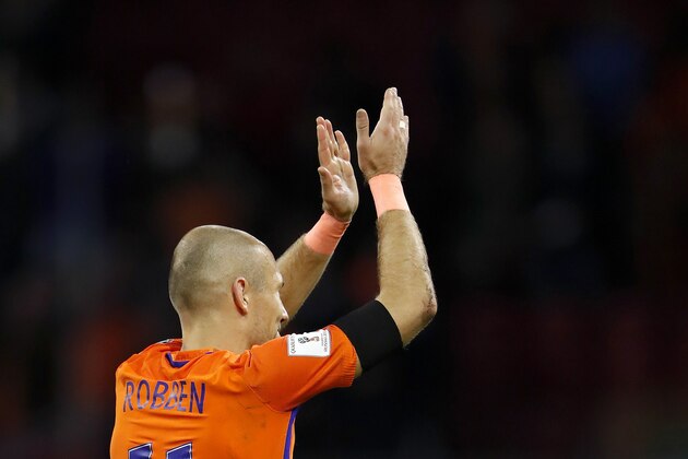 Arjen Robben of Holland during the FIFA World Cup 2018 qualifying match between The Netherlands and Sweden at the Amsterdam Arena on October 10, 2017 in Amsterdam, The Netherlands(Photo by VI Images via Getty Images)
