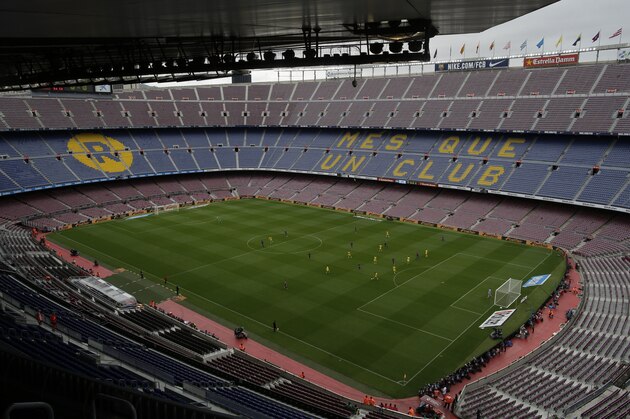 Spanish La Liga soccer match between Barcelona and Las Palmas is played at the Camp Nou stadium in Barcelona, Spain, Sunday, Oct. 1, 2017. Barcelona's Spanish league game against Las Palmas is played without fans amid the controversial referendum on Catalonia's independence. (AP Photo/Manu Fernandez)