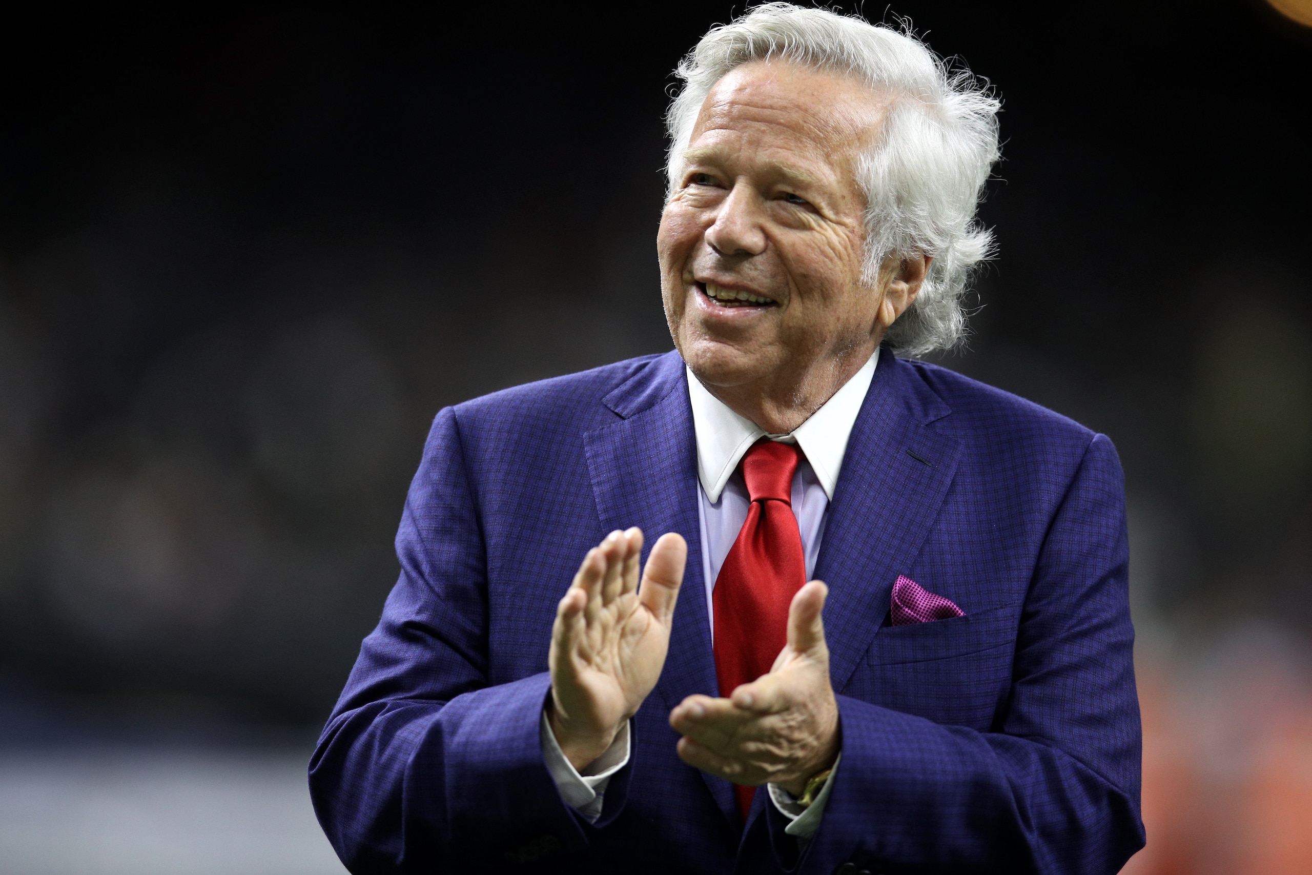NEW ORLEANS, LA - SEPTEMBER 17:  Owner of the New England Patriots Robert Kraft walks on the field prior to the game against the New Orleans Saints at the Mercedes-Benz Superdome on September 17, 2017 in New Orleans, Louisiana.  (Photo by Chris Graythen/Getty Images)