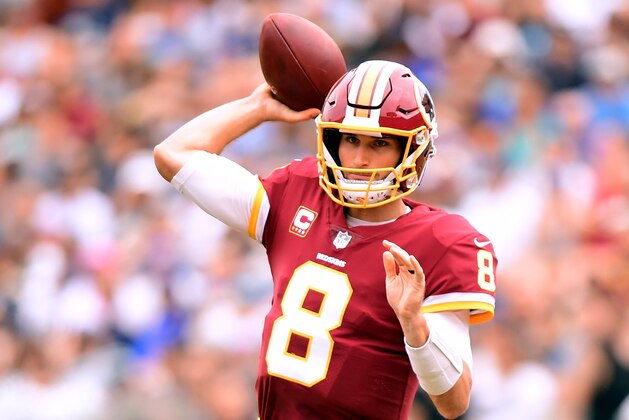 LOS ANGELES, CA - SEPTEMBER 17:  Kirk Cousins #8 of the Washington Redskins passes during the game against the Los Angeles Rams at Los Angeles Memorial Coliseum on September 17, 2017 in Los Angeles, California.  (Photo by Harry How/Getty Images)