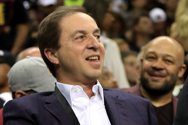 CLEVELAND, OH - JUNE 07:  Golden State Warriors owner Joe Lacob looks on in Game 3 of the 2017 NBA Finals against the Cleveland Cavaliers at Quicken Loans Arena on June 7, 2017 in Cleveland, Ohio. NOTE TO USER: User expressly acknowledges and agrees that, by downloading and or using this photograph, User is consenting to the terms and conditions of the Getty Images License Agreement.  (Photo by Ronald Martinez/Getty Images)