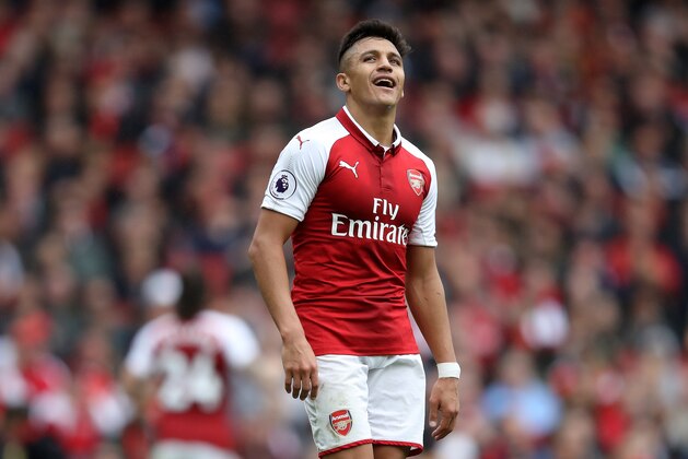 LONDON, ENGLAND - OCTOBER 01: Alexis Sanchez of Arsenal reacts during the Premier League match between Arsenal and Brighton and Hove Albion at Emirates Stadium on October 1, 2017 in London, England.  (Photo by Julian Finney/Getty Images)