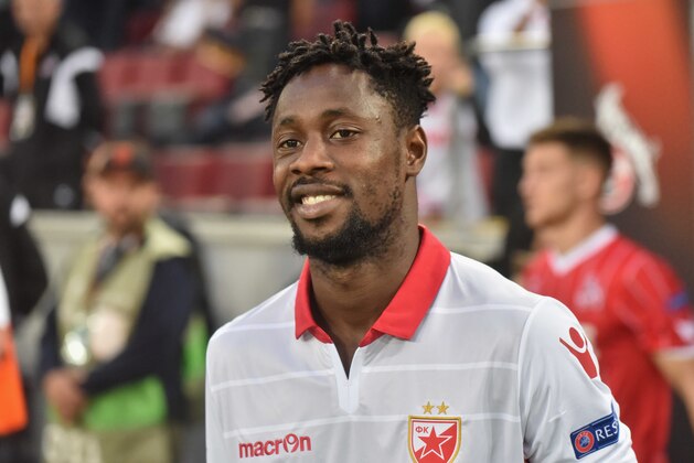 COLOGNE, GERMANY - SEPTEMBER 28:  Richmond Y Boakye of Belgrad  looks on       during the UEFA Europa League group H match between 1. FC Koeln and Crvena Zvezda at RheinEnergieStadion on September 28, 2017 in Cologne, Germany.  (Photo by TF-Images/TF-Images via Getty Images)