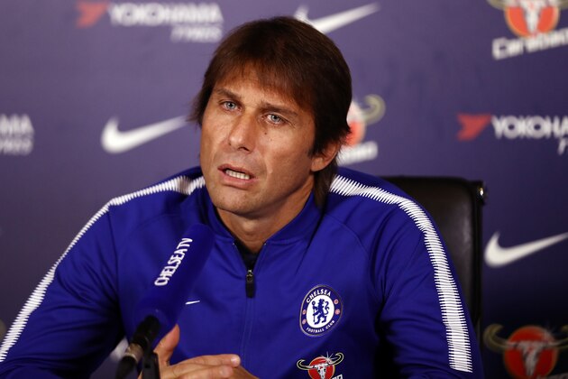 COBHAM, ENGLAND - SEPTEMBER 29:  Chelsea Head Coach Antonio Conte talks to the media at Chelsea Training Ground on September 29, 2017 in Cobham, England.  (Photo by Bryn Lennon/Getty Images)