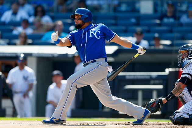 NEW YORK, NY - SEPTEMBER 25:  (NEW YORK DAILIES OUT)   Melky Cabrera #53 of the Kansas City Royals in action against the New York Yankees at Yankee Stadium on September 25, 2017 in the Bronx borough of New York City. The Yankees defeated the Royals 11-3.  (Photo by Jim McIsaac/Getty Images)