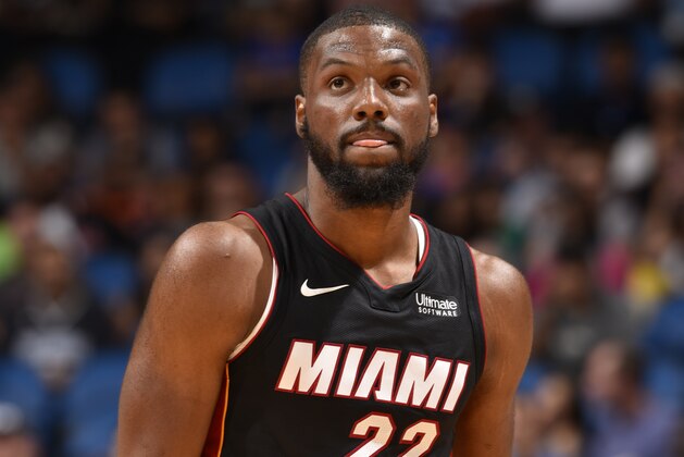 ORLANDO, FL - OCTOBER 7: Erik McCree #22 of the Miami Heat looks on during the game against the Orlando Magic during a preseason game on October 8, 2017 at Amway Center in Orlando, Florida. NOTE TO USER: User expressly acknowledges and agrees that, by downloading and or using this photograph, User is consenting to the terms and conditions of the Getty Images License Agreement. Mandatory Copyright Notice: Copyright 2017 NBAE (Photo by Fernando Medina/NBAE via Getty Images)
