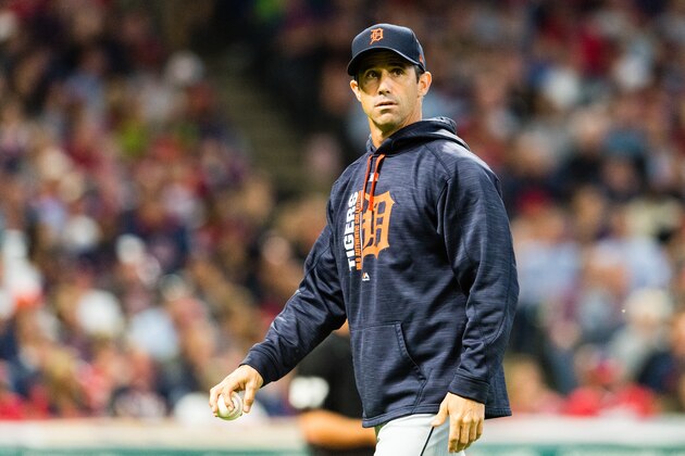 CLEVELAND, OH - SEPTEMBER 12: Brad Ausmus #7 of the Detroit Tigers walks back to the dugout after a pitching change during the sixth inning against the Cleveland Indians at Progressive Field on September 12, 2017 in Cleveland, Ohio. (Photo by Jason Miller/Getty Images)