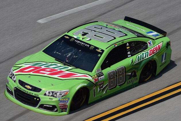 TALLADEGA, AL - OCTOBER 13:  Dale Earnhardt Jr., driver of the #88 Mountain Dew Chevrolet, drives during practice for the Monster Energy NASCAR Cup Series Alabama 500 at Talladega Superspeedway on October 13, 2017 in Talladega, Alabama.  (Photo by Jared C. Tilton/Getty Images)