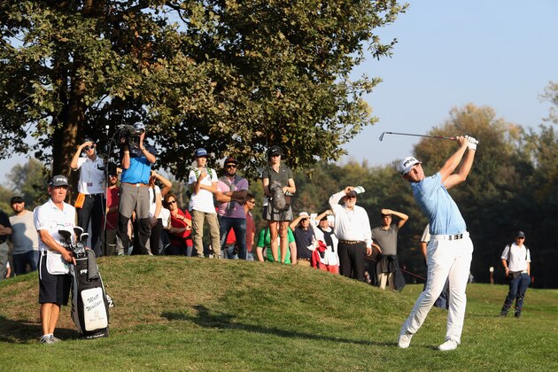 MONZA, ITALY - OCTOBER 15:  Matt Wallace of England plays an iron shot during the final round of the 2017 Italian Open at Golf Club Milano - Parco Reale di Monza on October 15, 2017 in Monza, Italy.  (Photo by Christopher Lee/Getty Images)