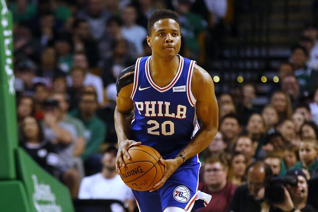 Philadelphia 76ers guard Markelle Fultz during the first quarter of a preseason NBA basketball game against the Boston Celtics in Boston Monday, Oct. 9, 2017. (AP Photo/Winslow Townson)