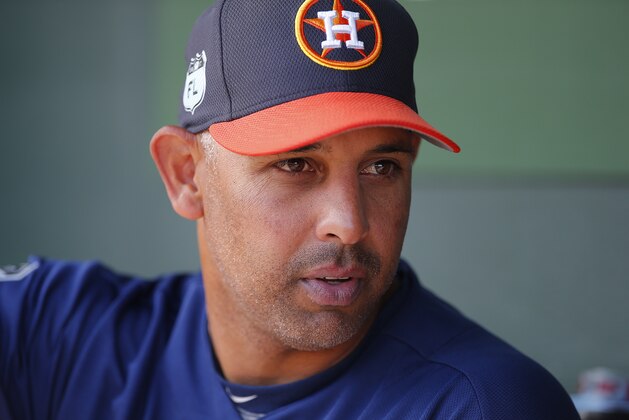 JUPITER, FL - MARCH 09: Bench coach Alex Cora #26 of the Houston Astros looks on during a spring training game against the St. Louis Cardinals at Roger Dean Stadium on March 9, 2017 in Jupiter, Florida. (Photo by Rich Schultz/Getty Images)