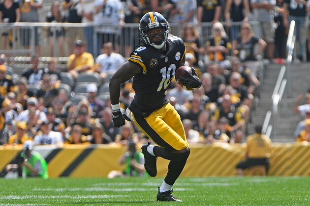 PITTSBURGH, PA - SEPTEMBER 17:  Martavis Bryant #10 of the Pittsburgh Steelers in action in the first half during the game against the Minnesota Vikings at Heinz Field on September 17, 2017 in Pittsburgh, Pennsylvania. (Photo by Justin Berl/Getty Images)