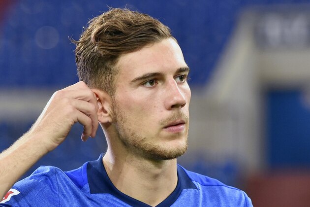 Schalke's  Leon Goretzka walks on the pitch during a team presentation of Bundesliga soccer club FC Schalke 04 for the new season at the Veltins-Arena in Gelsenkirchen, Germany, Wednesday, July 12, 2017. (AP Photo/Martin Meissner)