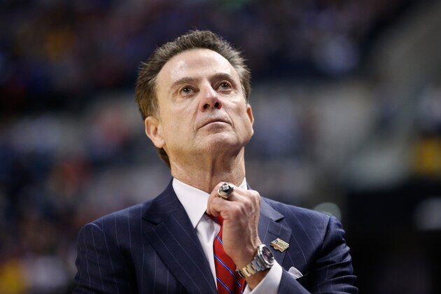 INDIANAPOLIS, IN - MARCH 19:  Head coach Rick Pitino of the Louisville Cardinals reacts to their 69-73 loss to the Michigan Wolverines during the second round of the 2017 NCAA Men's Basketball Tournament at the Bankers Life Fieldhouse on March 19, 2017 in Indianapolis, Indiana.  (Photo by Joe Robbins/Getty Images)