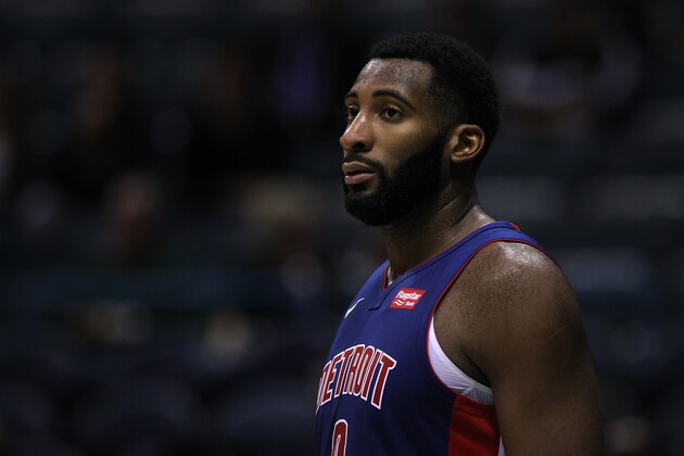 MILWAUKEE, WI - OCTOBER 13:  Andre Drummond #0 of the Detroit Pistons stands on the court in the fourth quarter against the Milwaukee Bucks during a preseason game at BMO Harris Bradley Center on October 13, 2017 in Milwaukee, Wisconsin. NOTE TO USER: User expressly acknowledges and agrees that, by downloading and or using this photograph, User is consenting to the terms and conditions of the Getty Images License Agreement. (Photo by Dylan Buell/Getty Images)