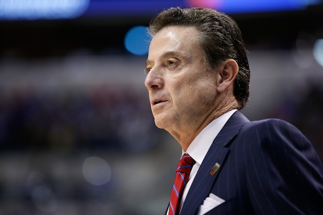 INDIANAPOLIS, IN - MARCH 19:  Head coach Rick Pitino of the Louisville Cardinals reacts in the first half against the Michigan Wolverines during the second round of the 2017 NCAA Men's Basketball Tournament at the Bankers Life Fieldhouse on March 19, 2017 in Indianapolis, Indiana.  (Photo by Joe Robbins/Getty Images)