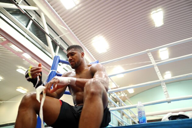 SHEFFIELD, ENGLAND - OCTOBER 17: Anthony Joshua during a media workout at the English Institute of Sport on October 17, 2017 in Sheffield, England. (Photo by Richard Heathcote/Getty Images)