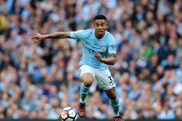 MANCHESTER, ENGLAND - OCTOBER 14: Gabriel Jesus of Manchester City during the Premier League match between Manchester City and Stoke City at Etihad Stadium on October 14, 2017 in Manchester, England. (Photo by James Baylis - AMA/Getty Images)