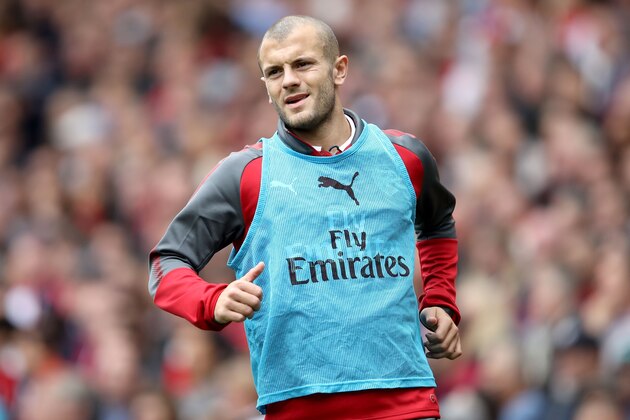LONDON, ENGLAND - OCTOBER 01: Jack Wilshere of Arsenal warms up during the Premier League match between Arsenal and Brighton and Hove Albion at Emirates Stadium on October 1, 2017 in London, England.  (Photo by Julian Finney/Getty Images)