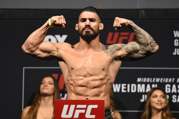 UNIONDALE, NEW YORK - JULY 21:  Lyman Good poses on the scale during the UFC Fight Night weigh-in inside the Nassau Veterans Memorial Coliseum on July 21, 2017 in Uniondale, New York. (Photo by Josh Hedges/Zuffa LLC/Zuffa LLC via Getty Images)