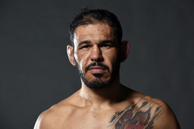 CURITIBA, BRAZIL - MAY 14:  Antonio Rogerio Nogueira of Brazil poses for a post fight portrait backstage during the UFC 198 event at Arena da Baixada stadium on May 14, 2016 in Curitiba, Parana, Brazil.  (Photo by Mike Roach/Zuffa LLC/Zuffa LLC via Getty Images)