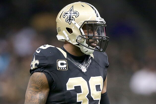 NEW ORLEANS, LA - DECEMBER 27:  Brandon Browner #39 of the New Orleans Saints walks to the line of scrimmage during a game against the Jacksonville Jaguars at the Mercedes-Benz Superdome on December 27, 2015 in New Orleans, Louisiana.  (Photo by Sean Gardner/Getty Images)