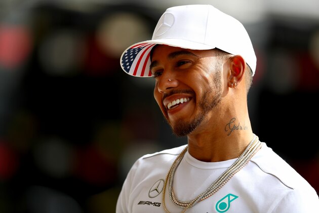 AUSTIN, TX - OCTOBER 19:  Lewis Hamilton of Great Britain and Mercedes GP looks on during previews ahead of the United States Formula One Grand Prix at Circuit of The Americas on October 19, 2017 in Austin, Texas.  (Photo by Clive Rose/Getty Images)