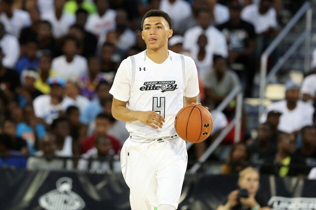 Team Clutch''s  Jahvon Quinerly #4 in action against Team Drive in the Under Armour Elite 24 game on Saturday, August 20, 2016 in Brooklyn, NY.  (AP Photo/Gregory Payan)