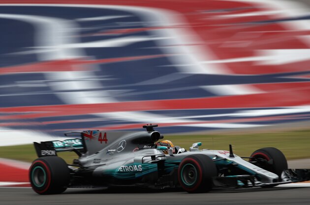 AUSTIN, TX - OCTOBER 20: Lewis Hamilton of Great Britain driving the (44) Mercedes AMG Petronas F1 Team Mercedes F1 WO8 on track during practice for the United States Formula One Grand Prix at Circuit of The Americas on October 20, 2017 in Austin, Texas.  (Photo by Clive Mason/Getty Images)