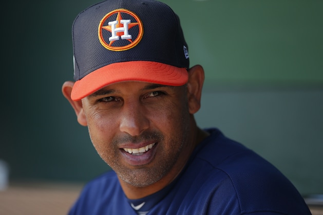 JUPITER, FL - MARCH 09: Bench coach Alex Cora #26 of the Houston Astros looks on during a game against the St. Louis Cardinals at Roger Dean Stadium on March 9, 2017 in Jupiter, Florida. (Photo by Rich Schultz/Getty Images)
