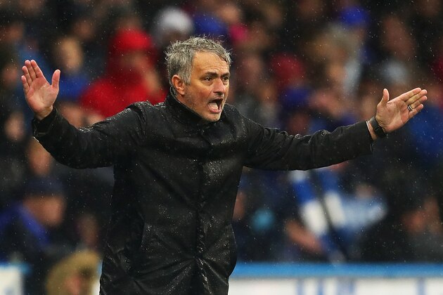 HUDDERSFIELD, ENGLAND - OCTOBER 21: Manchester United manager Jose Mourinho reacts during the Premier League match between Huddersfield Town and Manchester United at John Smith's Stadium on October 21, 2017 in Huddersfield, England. (Photo by Chris Brunskill Ltd/Getty Images)
