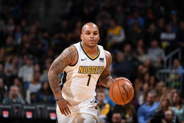 DENVER, CO - OCTOBER 10:  Jameer Nelson #1 of the Denver Nuggets handles the ball against the Oklahoma City Thunder on October 10, 2017 at the Pepsi Center in Denver, Colorado. NOTE TO USER: User expressly acknowledges and agrees that, by downloading and/or using this Photograph, user is consenting to the terms and conditions of the Getty Images License Agreement. Mandatory Copyright Notice: Copyright 2017 NBAE (Photo by Garrett Ellwood/NBAE via Getty Images)